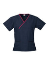 Ladies Contrast Crossover Scrubs Top - kustomteamwear.com