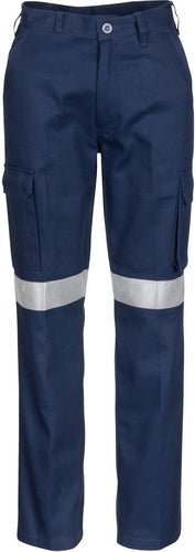 Ladies Cotton Drill Cargo Pants with 3M Reflective Tape - kustomteamwear.com
