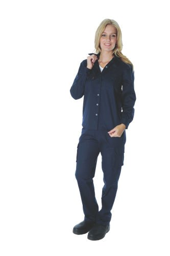 Ladies Cotton Drill Work Shirt - Long Sleeve - kustomteamwear.com