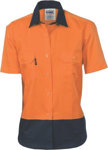  Ladies HiVis 2 Tone Cool-Breeze Cotton Shirt - Short Sleeve - kustomteamwear.com
