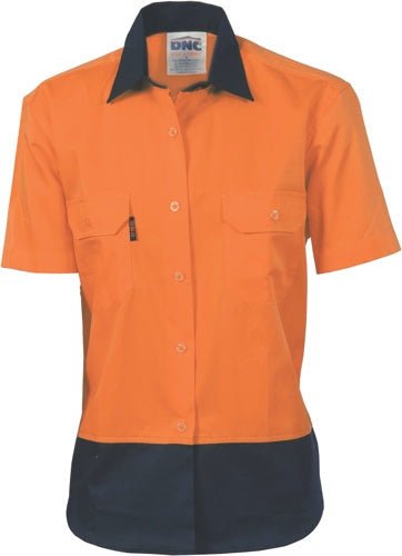 Ladies HiVis 2 Tone Cool-Breeze Cotton Shirt - Short Sleeve - kustomteamwear.com