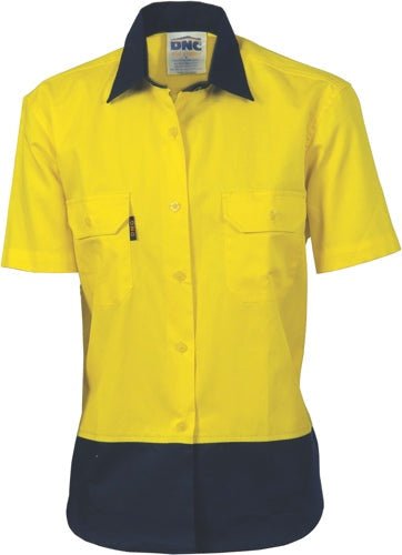 Ladies HiVis 2 Tone Cool-Breeze Cotton Shirt - Short Sleeve - kustomteamwear.com