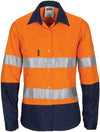 Ladies HiVis 3 Way Cool-Breeze Cotton Shirt with Gusset Sleeve, 3M R/Tape - Long Sleeve. - kustomteamwear.com