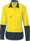 Ladies HiVis Two Tone Cotton Drill Shirt - Long Sleeve - kustomteamwear.com