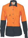 Ladies HiVis Two Tone Cotton Drill Shirt - Long Sleeve - kustomteamwear.com