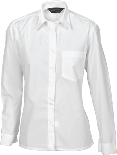 Ladies Polyester Cotton Poplin Shirt - Long Sleeve - kustomteamwear.com