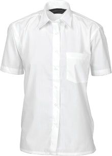  Ladies Polyester Cotton Poplin Shirt - Short Sleeve - kustomteamwear.com