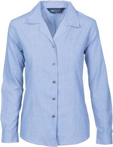  Ladies Revere Collar Mini (Check) Houndstooth B.Shirt long sleeve - kustomteamwear.com