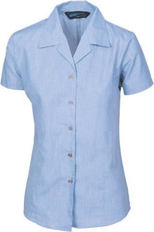  Ladies Revere Collar Mini (Check) Houndstooth B.Shirt - Short Sleeve - kustomteamwear.com