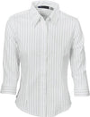 Ladies Stretch Yarn Dyed Contrast Stripe Sh irts - 3/4 Sleeve - kustomteamwear.com