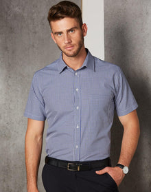  M7320S Men's Two Tone Check S/S Shirt - kustomteamwear.com