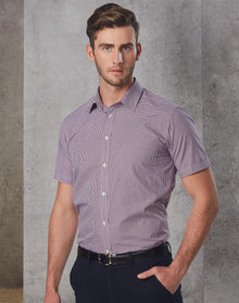  M7340S Men's Two Tone Mini Check S/S Shirt - kustomteamwear.com