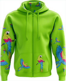  Majectic Macaw Full Zip Hoodies Jacket - fungear.com.au