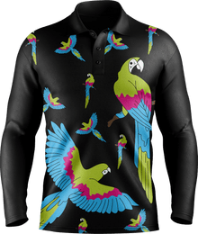  Majestic Macaw Men's Polo. Long or Short Sleeve - fungear.com.au