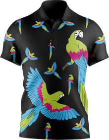  Majestic Macaw Men's Short Sleeve Polo - fungear.com.au