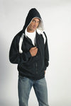 Mens Contrast Panel Fleecy Top with Hood - kustomteamwear.com