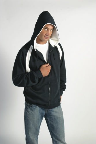 Mens Contrast Panel Fleecy Top with Hood - kustomteamwear.com