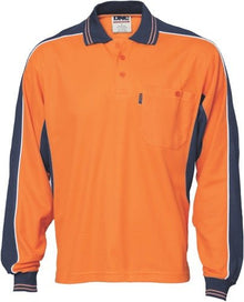  Poly/Cotton Contrast Panel Polo - long Sleeve - kustomteamwear.com