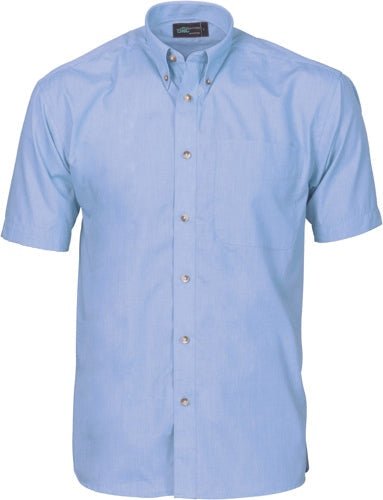 Polyester Cotton Chambray Business Sh irt - Short Sleeve - kustomteamwear.com
