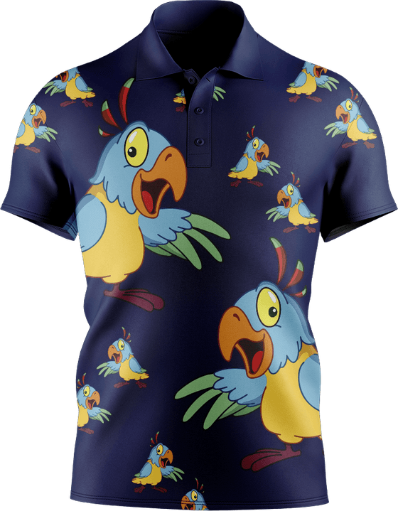 Psycho Parrot Men's Short Sleeve Polo - fungear.com.au