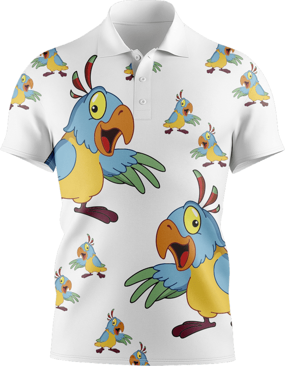 Psycho Parrot Men's Short Sleeve Polo - fungear.com.au