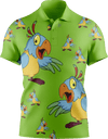 Psycho Parrot Men's Short Sleeve Polo - fungear.com.au