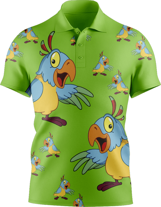 Psycho Parrot Men's Short Sleeve Polo - fungear.com.au