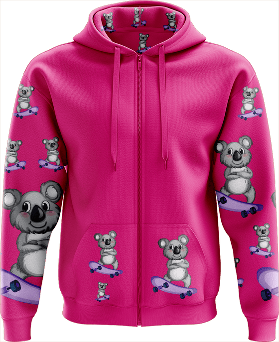 Skater Koala Full Zip Hoodies Jacket - fungear.com.au