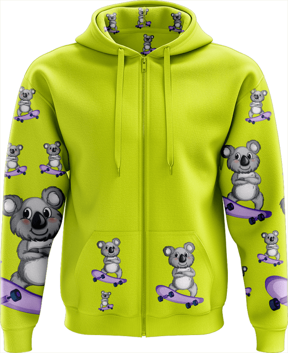 Skater Koala Full Zip Hoodies Jacket - fungear.com.au