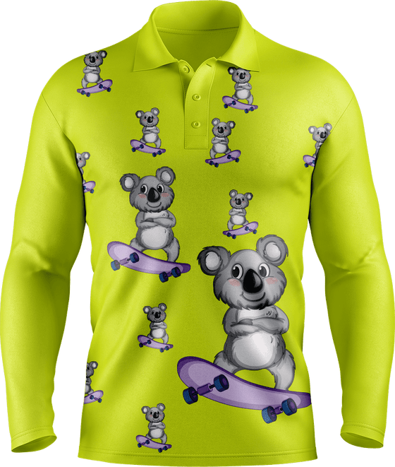 Skater Koala Men's Polo. Long or Short Sleeve - fungear.com.au