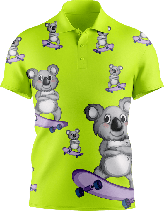 Skater Koala Men's Short Sleeve Polo - fungear.com.au