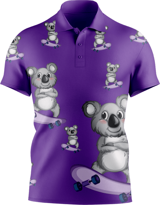 Skater Koala Men's Short Sleeve Polo - fungear.com.au