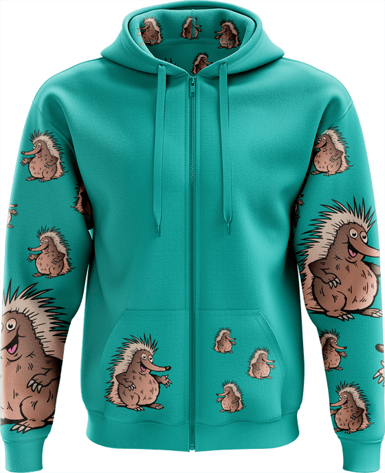 Spunky Echidna Full Zip Hoodies Jacket - fungear.com.au