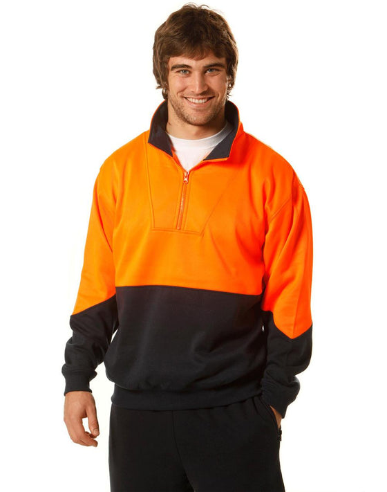 SW13A Hi Vis L/S windcheater collar - kustomteamwear.com