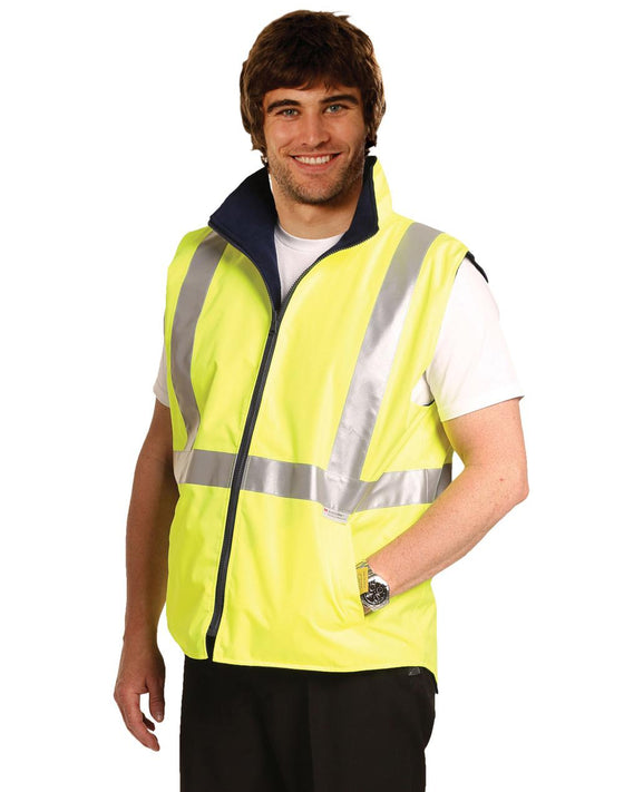 SW19A Hi Vis Reversible Safety Vest With Hoop Pattern 3M Tapes - kustomteamwear.com