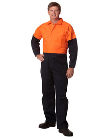  SW205 Hi Vis Two Tone Men's Cotton Drill Coverall Stout - kustomteamwear.com