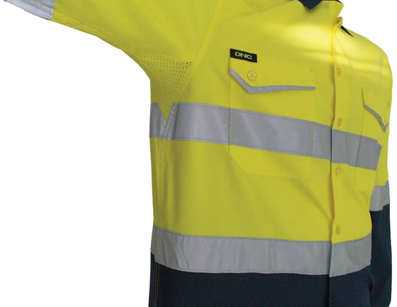 Two-Tone RipStop Cotton Shirt with Reflective CSR Tape. L/S - kustomteamwear.com